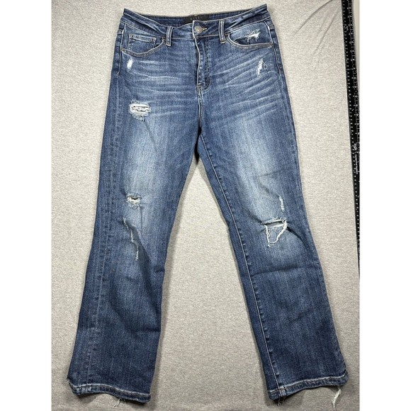 Risen Womens Jeans Size 9 VINTAGE WASHED STRAIGHT LEG JEANS- RDP1268 Distressed - Picture 1 of 10